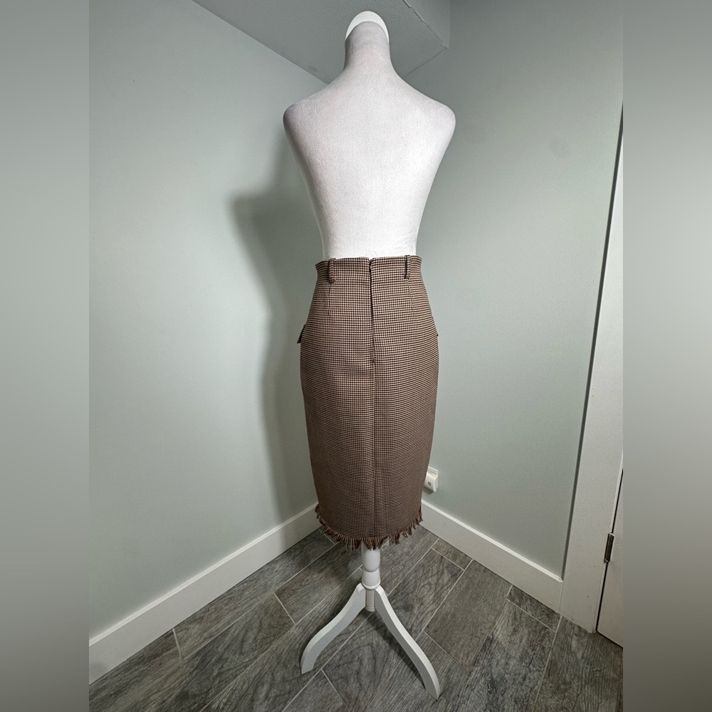 UTERGUE Houndstooth Midi  Beown Skirt with front pockets Size XS - Picture 5 of 17